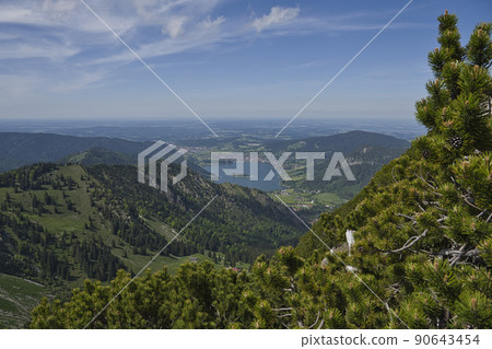 Hike in Bavaria with view of Schliersee lake 90643454