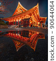 東京夜景淺草淺草寺倒影主殿神社佛寺 90644064