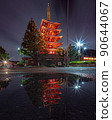 東京夜景淺草淺草寺倒影神社佛寺五層寶塔 90644067