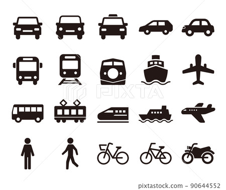 交通/車輛/白色背景的簡單圖標集 90644552