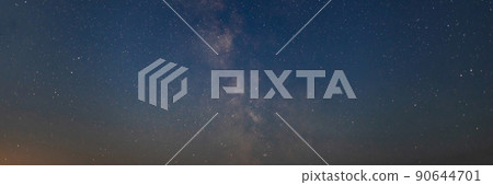 Starry night sky with milky way galaxy breathtaking view 90644701