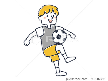 踢足球的男孩 移動身體并快樂玩耍的孩子 90646395