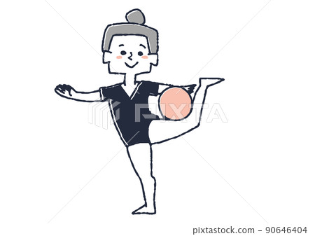 Girls doing rhythmic gymnastics Children who move their bodies and play vigorously 90646404