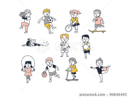 Children who move their bodies and play vigorously A set of various lessons 90646405