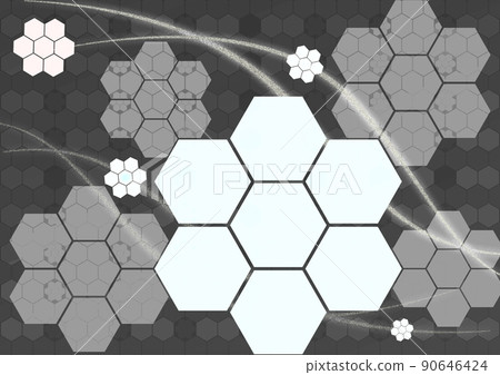 Honeycomb pattern black hexagonal background texture 90646424