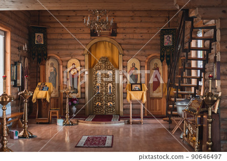 Wooden Church of the Nativity of Christ, interior of a wooden church 90646497