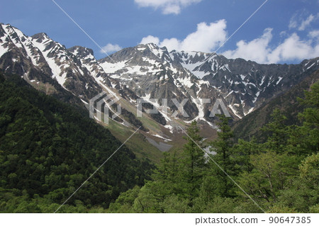 Kamikochi Spring scenery Shinshu scenery Snowy mountains Kamikochi Spring scenery Shinshu scenery Snowy mountains 90647385