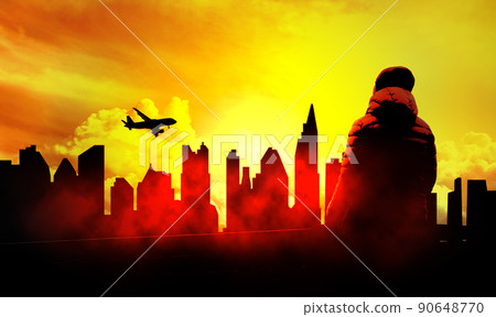 alone in a big city concept illustration alone in a big city concept illustration 90648770