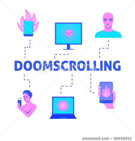 Doomscrolling concept banner in flat style Doomscrolling concept banner in flat style 90648952