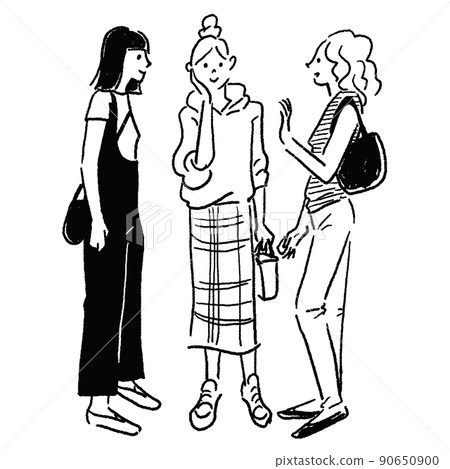 女人聊天的線條畫 女人聊天的線條畫 90650900