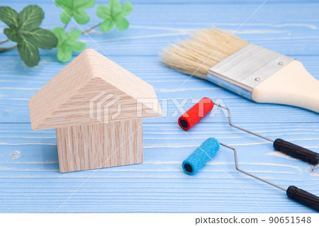 Image of painting the exterior walls of a house Image of painting the exterior walls of a house 90651548