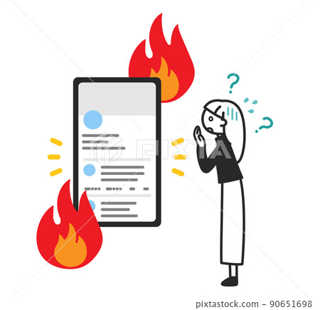 A woman who is impatient with SNS burning A woman who is impatient with SNS burning 90651698
