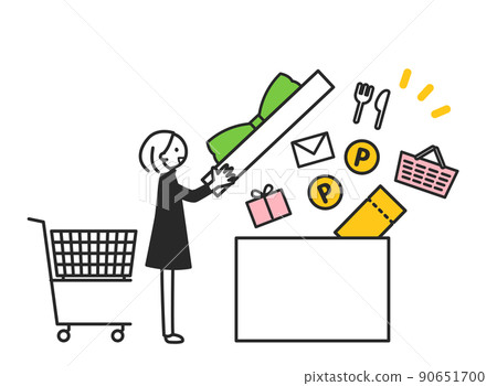 A small person who is pleased with the benefits of shopping 90651700