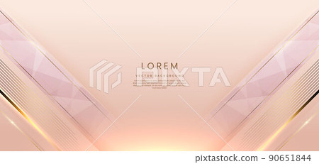 Abstract 3d template rose gold background with gold lines diagonal sparking with copy space for text. Luxury style. Abstract 3d template rose gold background with gold lines diagonal sparking with copy space for text. Luxury style. 90651844