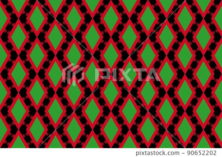 Geometric pattern in the colors of the national flag of Malawi. The colors of Malawi. 90652202