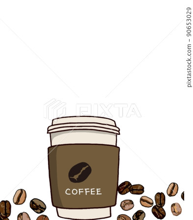 cup of coffee. Illustration of coffee and coffee beans. Banner for coffee shop, coffee shop and cafe. 90653029