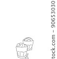 Illustration of latte - espresso with thick milk foam on top. Cappuccino illustration - espresso with milk. Space for copy text. Banner for a coffee shop. 90653030