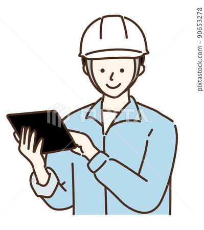 Male jumpsuit helmet worker variation 90653278