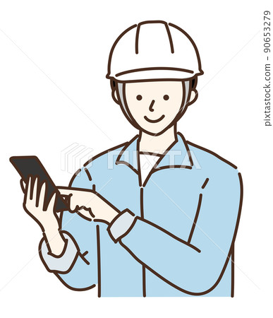 Male jumpsuit helmet worker variation 90653279