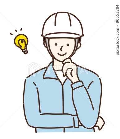 男性連身衣頭盔工人變異 90653284