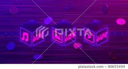 3d rendering concept NFT or non fungible token, blockchain technology and cryptocurrency illustration. 3d rendering concept NFT or non fungible token, blockchain technology and cryptocurrency illustration. 90655494