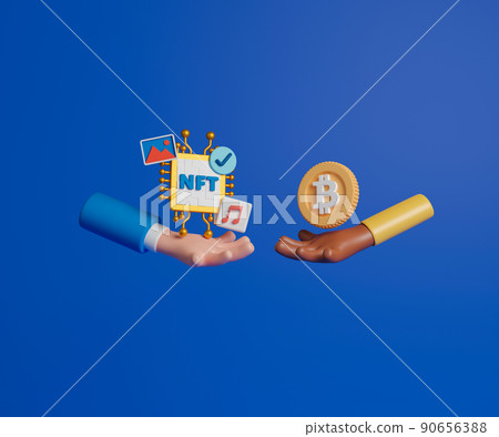 3d rendering concept NFT or non fungible token illustration. People buy and sell NFT using cryptocurrency. 3d rendering concept NFT or non fungible token illustration. People buy and sell NFT using cryptocurrency. 90656388