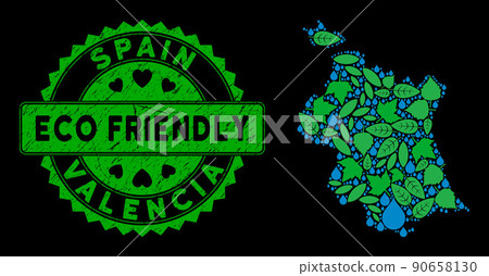 Vector Eco Green Composition Valencia Province Map and ECO FRIENDLY Grungy Stamp Seal Vector Eco Green Composition Valencia Province Map and ECO FRIENDLY Grungy Stamp Seal 90658130