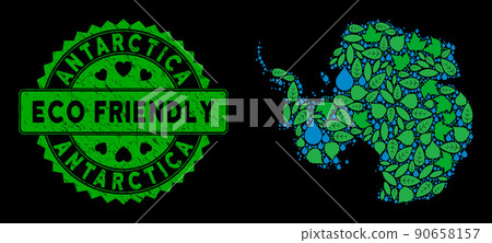 Vector Eco Green Collage Antarctica Map and ECO FRIENDLY Grunge Seal Vector Eco Green Collage Antarctica Map and ECO FRIENDLY Grunge Seal 90658157