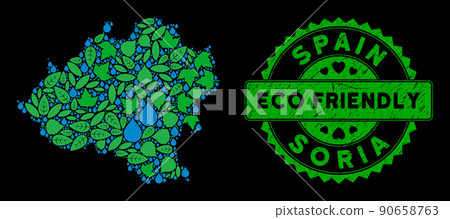 Vector Eco Green Composition Soria Province Map and ECO FRIENDLY Distress Seal 90658763