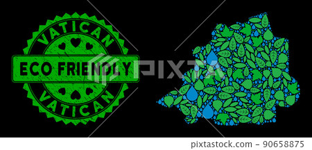 Vector Eco Green Collage Vatican Map and ECO FRIENDLY Grunge Stamp Seal Vector Eco Green Collage Vatican Map and ECO FRIENDLY Grunge Stamp Seal 90658875