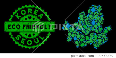 Vector Eco Green Mosaic Seoul City Map and ECO FRIENDLY Grunge Seal Vector Eco Green Mosaic Seoul City Map and ECO FRIENDLY Grunge Seal 90658879