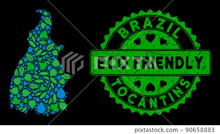 Vector Eco Green Composition Tocantins State Map and ECO FRIENDLY Grunge Stamp Seal Vector Eco Green Composition Tocantins State Map and ECO FRIENDLY Grunge Stamp Seal 90658883