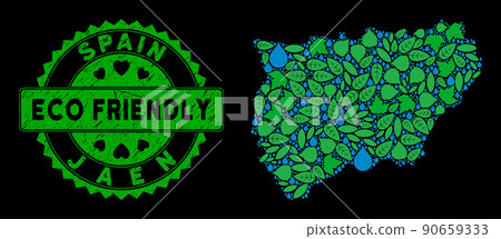 Vector Eco Green Composition Jaen Spanish Province Map and ECO FRIENDLY Distress Stamp Vector Eco Green Composition Jaen Spanish Province Map and ECO FRIENDLY Distress Stamp 90659333