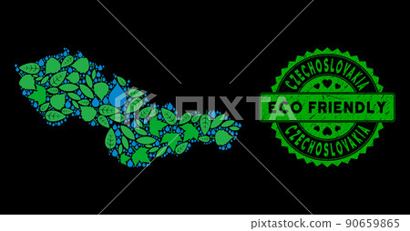 Vector Eco Green Mosaic Czechoslovakia Map and ECO FRIENDLY Grungy Stamp Vector Eco Green Mosaic Czechoslovakia Map and ECO FRIENDLY Grungy Stamp 90659865