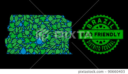 Vector Eco Green Mosaic Brazil Distrito Federal Map and ECO FRIENDLY Grungy Seal Vector Eco Green Mosaic Brazil Distrito Federal Map and ECO FRIENDLY Grungy Seal 90660403