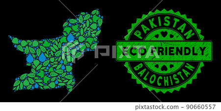 Vector Eco Green Composition Balochistan Province Map and ECO FRIENDLY Dirty Stamp Vector Eco Green Composition Balochistan Province Map and ECO FRIENDLY Dirty Stamp 90660557