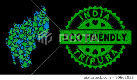 Vector Eco Green Collage Tripura State Map and ECO FRIENDLY Dirty Seal Vector Eco Green Collage Tripura State Map and ECO FRIENDLY Dirty Seal 90661038