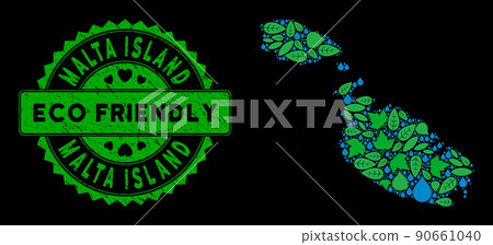 Vector Eco Green Collage Malta Island Map and ECO FRIENDLY Grungy Seal Vector Eco Green Collage Malta Island Map and ECO FRIENDLY Grungy Seal 90661040