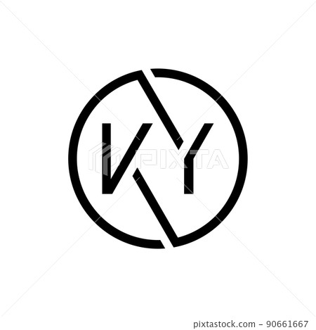 Linked Letter KY Logo Design vector Template. Creative Circle KY Minimal, Flat Logo Design Vector Illustration 90661667