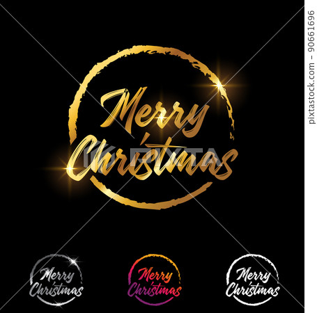 Golden Merry Christmas Text 90661696