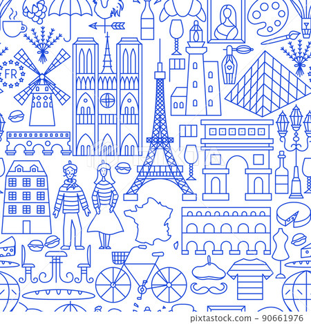 France Line Seamless Pattern 90661976
