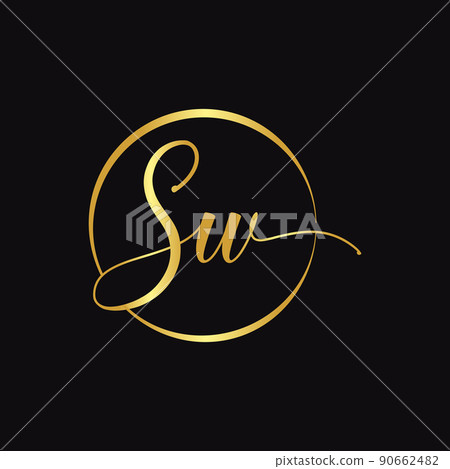 Sw s w letter modern logo design with yellow Vector Image