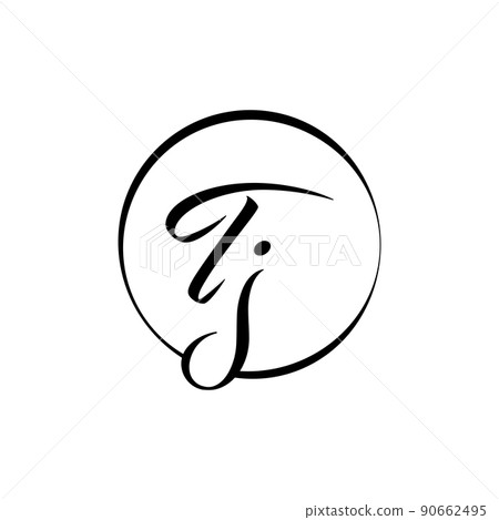 Initial TJ letter Logo Design vector Template. Abstract Script Letter TJ logo Design 90662495