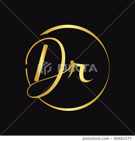 Initial DR Script Letter Type Logo Design With... - Stock Illustration ...