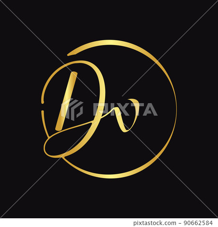 Initial DV Script Letter Type Logo Design With... - Stock Illustration ...