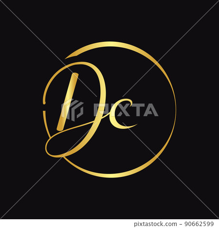 Initial DC Script Letter Type Logo Design With Modern Typography Vector Template. Creative Script Letter DC Logo Design 90662599