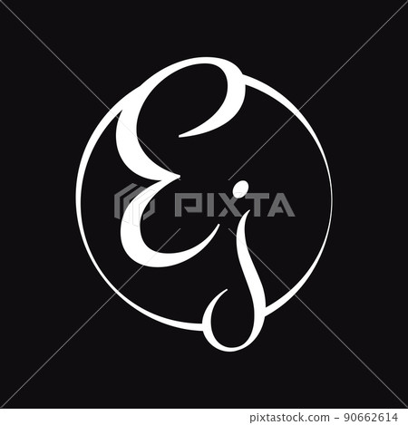 Initial EJ Script Letter Type Logo Design With... - Stock Illustration ...