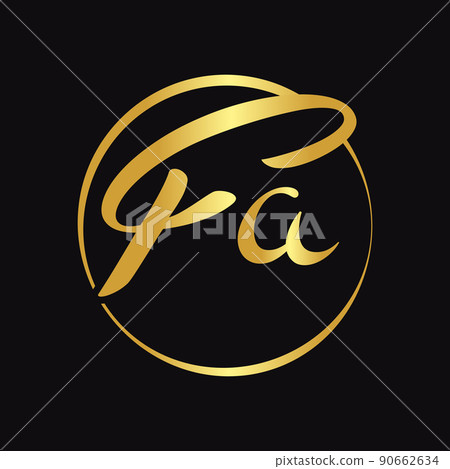 Initial FA Script Letter Type Logo Design With... - Stock Illustration ...