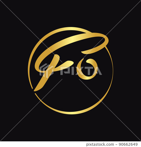Initial FO Script Letter Type Logo Design With...-插圖素材 [90662649] - PIXTA圖庫