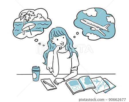 一個興奮地制定旅行計劃的女人 90662677